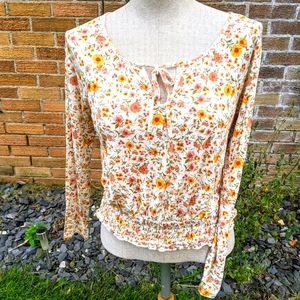 American Eagle Smocked Long Sleeve Top XS